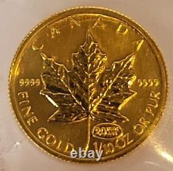 1999 CANADA $5 1/10 GOLD MAPLE LEAF 20th ANNIVERSARY PRIVY. 9999 Fine Gold