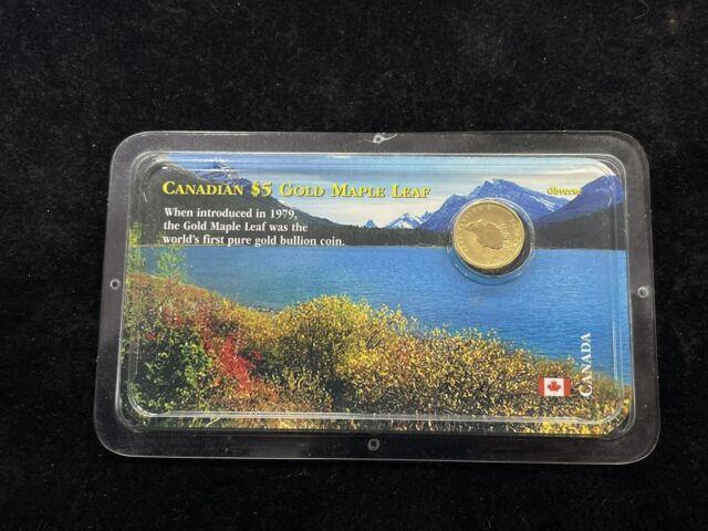 1999 Canada 1/10 Oz. 9999 $5 Fine Gold Maple Leaf Coin In Littleton Holder