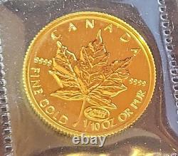 1999 Canada Gold Maple Leaf 1/10 oz $5 BU. 9999 Fine