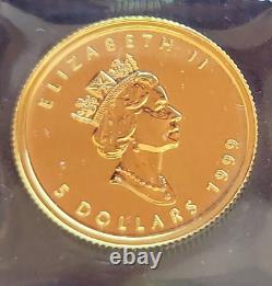 1999 Canada Gold Maple Leaf 1/10 oz $5 BU. 9999 Fine