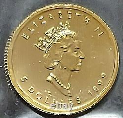 1999 Gold Canadian Maple Leaf 1/10 oz Fine Gold. 9999 Gem Brilliant