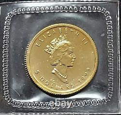 1999 Gold Canadian Maple Leaf 1/10 oz Fine Gold. 9999 Gem Brilliant