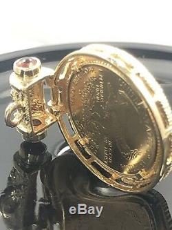 1999 Lady Liberty $5 1/10 OZ. 999 Fine Gold Coin Pendant with14k Bezel 6.6 Grams