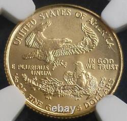 1999 NGC MS 70 1/10th Ounce Fine Gold $5 American Eagle Coin, Gold Bullion