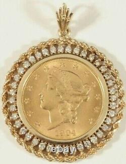 1Ct Round Cut Diamond Lab Created Medallion Coin Pendant 14k Yellow Gold Plated
