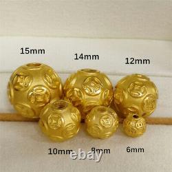 1pcs Pure 24K Yellow Gold Pendant 3D Craft Coin Bead Fine Jewelry 6mm 8mm 10mm