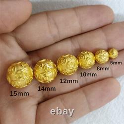 1pcs Pure 24K Yellow Gold Pendant 3D Craft Coin Bead Fine Jewelry 6mm 8mm 10mm