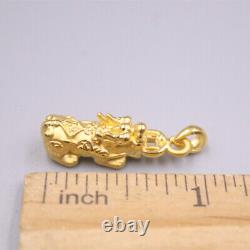 1pcs Pure 999 24K Yellow Gold Pendant 3D Lucky Pixiu Bite Coin Man Woman Gift