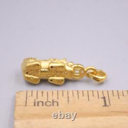 1pcs Pure 999 24K Yellow Gold Pendant 3D Lucky Pixiu Bite Coin Man Woman Gift