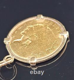 2 1/2 Dollar US Gold Coin in Frame $2.50 Indian Charm Pendant