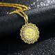 2.10ct Round Cut Simulated Diamond Moroccan Coin Pendant 14k Yellow Gold Plated