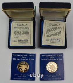 (2) 1976 Franklin Mint Bicentennial Commemorative Gold Medals. 500 Fine HG111 (2) 1976 Franklin Mint Bicentennial Commemorative Gold Medals. 500 Fine HG111