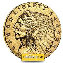 $2.5 Gold Quarter Eagle Indian Head Extra Fine XF (Random Year)