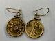2 Standing Lady Liberty 5 Dollar 1/10 Oz. 999 Fine Gold Coin Earrings