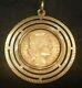 20 Francs Rooster Type 22k Gold Coin Set Within 18k Solid Gold Fancy Pendant