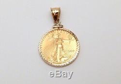 2000 $10 American Eagle 1/4 oz Fine Gold Coin. 999 in Diamond Cut Charm Bezel