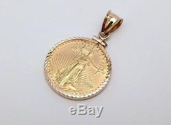 2000 $10 American Eagle 1/4 oz Fine Gold Coin. 999 in Diamond Cut Charm Bezel
