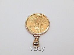 2000 $10 American Eagle 1/4 oz Fine Gold Coin. 999 in Diamond Cut Charm Bezel