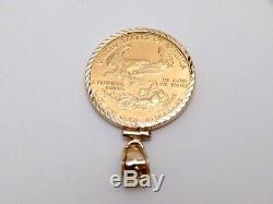 2000 $10 American Eagle 1/4 oz Fine Gold Coin. 999 in Diamond Cut Charm Bezel
