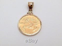 2000 $10 American Eagle 1/4 oz Fine Gold Coin. 999 in Diamond Cut Charm Bezel