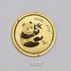 2000 China 5 Yuan Chinese Gold Panda 1/20 999 Fine Gold (Spots) Key-Date Coin