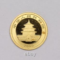 2000 China 5 Yuan Chinese Gold Panda 1/20 999 Fine Gold (Spots) Key-Date Coin