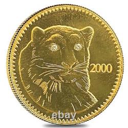 2000 Mongolia 7.76 gram Snow Leopard Proof Gold Coin. 583 Fine (withCOA)