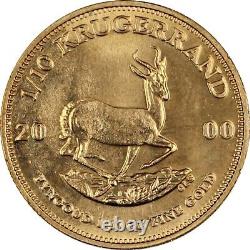 2000 South Africa Krugerrand 1/10 Oz Fine Gold Coin Brilliant Uncirculated
