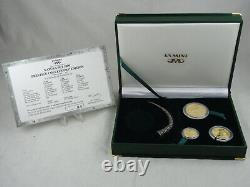 2000 South Africa Natura Gold Set. 9999 Fine 3 Coins & Silver Horn Prestige Ed