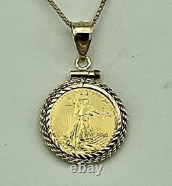 2000 US. $5 American Gold Eagle Coin 1/10 oz. Fine Pendant, Set in 14K Gold