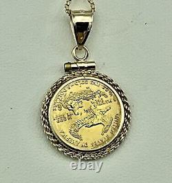 2000 US. $5 American Gold Eagle Coin 1/10 oz. Fine Pendant, Set in 14K Gold