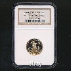 2000-w American Eagle 1/4oz Fine Gold $10 Coin Ngc Pf70 Ultra Cam Ships Free