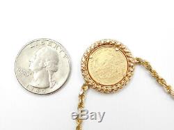 2001 1/10 OZ $5 Dollars American Fine Gold Eagle Coin Necklace 14k Gold Rope