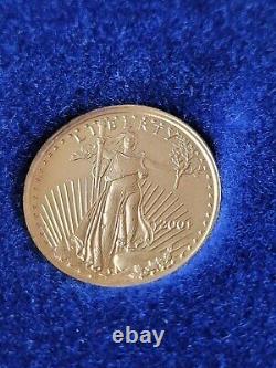2001 American Eagle Fine Gold $5 Coin with Velvet Case