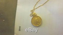 2001 American Eagle Liberty $5.00 1/10 Oz Fine Gold Coin Yellow Gold Pendant 14K