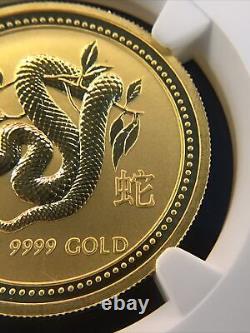 2001 Australia Gold $100 Year Of The Snake Ngc Ms68 1 Oz. 9999 Fine Gold Coin