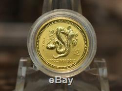 2001 Australian Lunar Snake $15 Gold Coin 1/10 oz. 999 Fine Year of the Snake