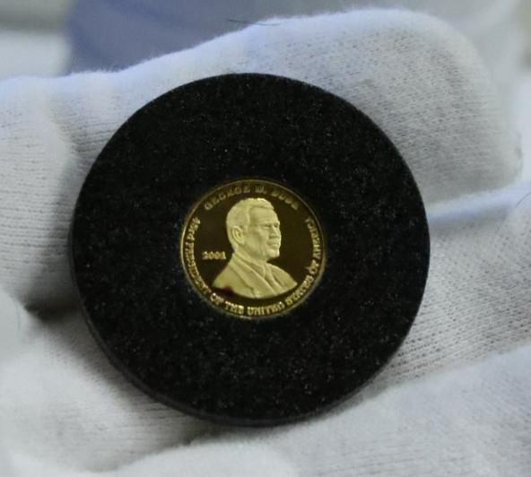 2001 Bush Gold Proof Coin 1/10 Oz. 999 Fine With Coa Washington Mint