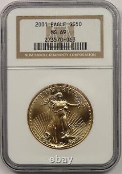 2001 Gold Eagle $50 One-Ounce MS 69 NGC 1 oz Fine Gold
