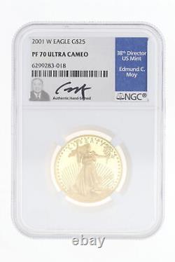 2001 W Eagle G$25 PF 70 Ultra Cameo Coin 1/2 Oz Fine Gold NGC Graded Sealed