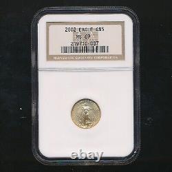 2002 American Eagle 1/10oz Fine Gold $5 Coin Ngc Ms69 Ships Free! Inv1