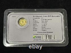 2002 Australian Kangaroo 1/10 oz. 9999 $15 Fine Gold Coin in Littleton Holder
