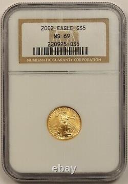 2002 Gold Eagle $5 NGC MS 69 (Tenth-Ounce) 1/10 oz Fine Gold