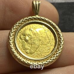 2002 Panda 1/20 Oz Fine Gold 999.9 Coin And 14K Yellow Gold Pendant 2002 Panda 1/20 Oz Fine Gold 999.9 Coin And 14K Yellow Gold Pendant