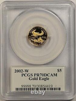 2002-W Gold Eagle $5 PCGS PR70 Deep Cameo Tenth-Ounce 1/10 oz of Fine Gold