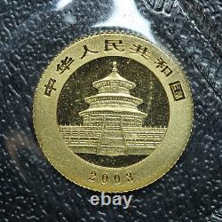 2003 1/20 oz. 9999 Fine Gold 20 Yuan Panda Gold Coin Sealed