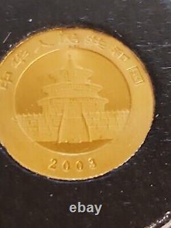 2003 Chinese 20 Yuan Panda Gold Coin 1/20oz. 999 Fine Gold 1/20