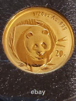 2003 Chinese 20 Yuan Panda Gold Coin 1/20oz. 999 Fine Gold 1/20