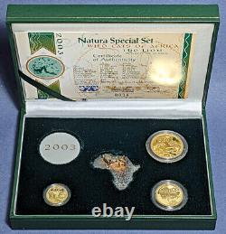 2003 South Africa Natura Gold Set The Lion 3 Coin 1/2, 1/4, 1/10oz. 999 Fine