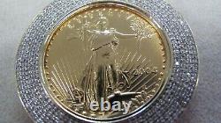 2004 $25 Fine Gold 1/2 Oz American Eagle Coin In A 14k Diamond Bezel Pendant